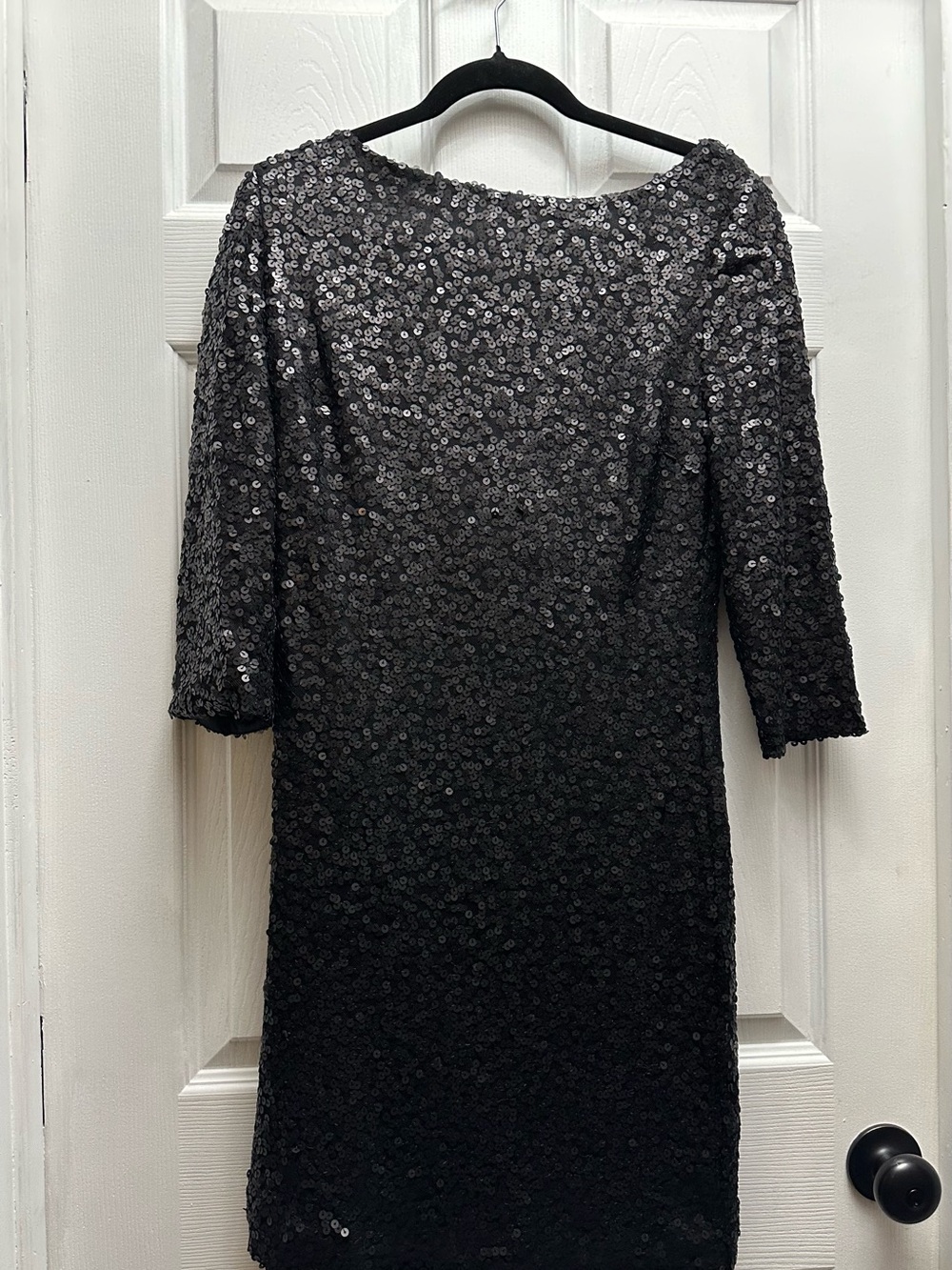 Jessica Simpson Black Sequin Dress with Drape Back - Size 14